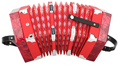 Tragbares Ziehharmonika, Ziehharmonika, verstellbare Handschlaufe aus Massivholz für Instrumentenzubehör für Erwachsene für Anfänger und Studenten (rot)