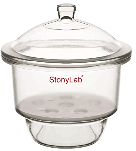 stonylab Glas Exsikkator, Labor Exsikkator mit Knopfabdeckung und Porzellanplatte ID:240 mm für Laborforschung