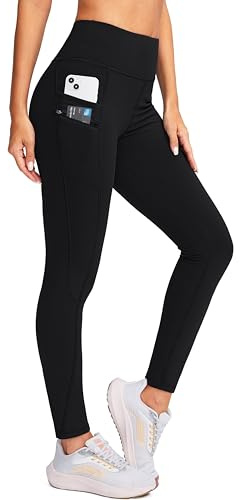 G Gradual Women's Fleece Lined Winter Leggings with Pockets Water Resistant High Waisted Thermal Warm Pants Running Hiking(Black,M)