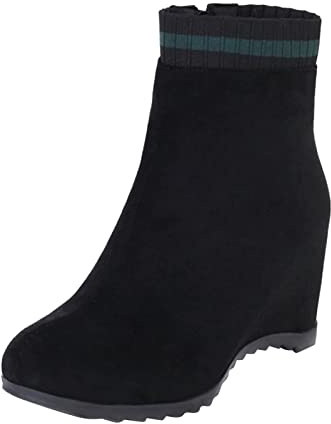Woaikeyu Botines Mujer Botas cortas con tacón de cuña Comfortable Casual Boots, verde, 39 EU