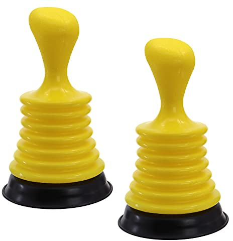 DBOO 2 Pack Sink Plunger Mini Home Plunger for All Drain Types Kitchen Small Hand Held Pump Cleaner for Sinks Bath and Shower Powerful Drain Plunger (Yellow)