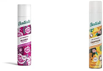 Batiste Dry Shampoo in Blush, Floral & flirty Fragrance, No Rinse Spray, 350ml & Dry Shampoo in Tropical, Coconut & Floral Fragrance, No Rinse Spray, 350ml