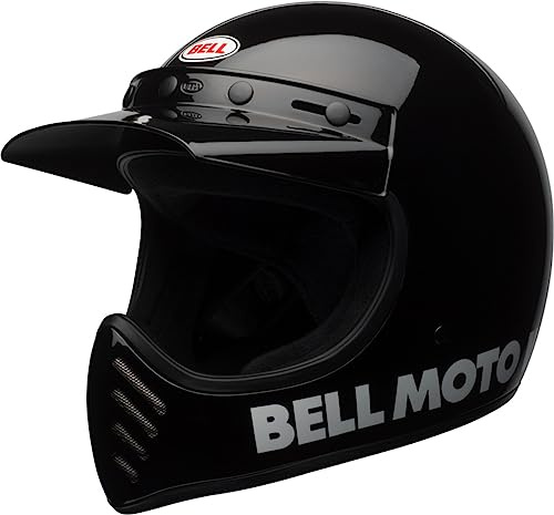 Bell Moto-3 Classic ECE Casque Rétro Sportif, Design Original Inspiré, Protection et Confort pour MX & Off-Road, Couleur : Black, Taille : XS