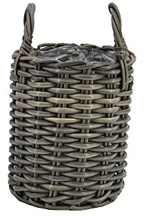 dasmöbelwerk Pflanzkörbe Blumenkörbe Pflanzgefäß Gartenkorb Polyrattan grau 35 cm 1er