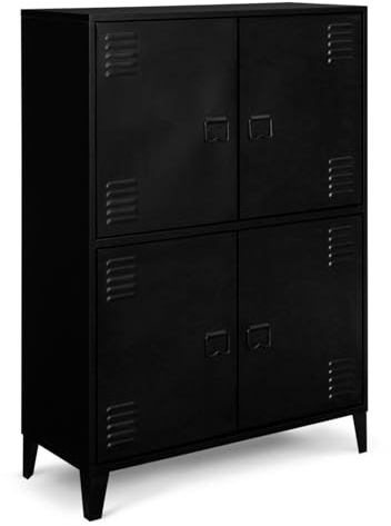 IDMarket - Schrank Ester 4 Türen Metall schwarz Industriedesign