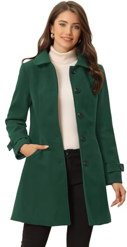 Allegra K Cappotto invernale da donna con colletto alla Peter Pan e maniche raglan, Verde scuro, M