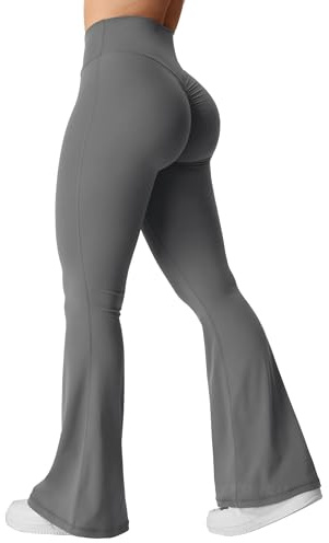 YEOREO Kalie Scrunch-Leggings für Damen mit ausgestellten Hosenbeinen, Schlaghose mit V-Naht im Taillen-Bereich, Yogahose mit Bauchkontrolle, Bootcut-Stil, Workout-Leggings | 76,2 cm/80 cm, weites Bein, Glockenhose, Bootcut, Bauchkontrolle, Workout, Fitnessstudio