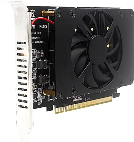 fxwtich Motherboard Accessories Enhanced Speed Efficiency with 4-Disk Expansion Card High Performance Ssd Array for Pcie X16 Improved Data Storage Retrieval Black