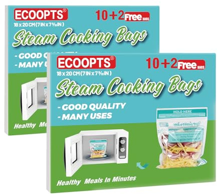 24×Steam Cooking Bags Microwave Steamer Bags for Vegetables,Potatoes and Meat (2 Pack)