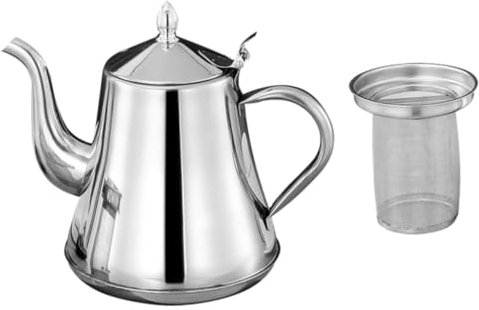 Ciieeo Bollitore in Acciaio Resistente Da Caffettiera in Metallo Multiuso Bollitore Per Caffè e Tè Beccuccio Lungo Collo D'oca Resistente Alle Alte Temperature e Agli Urti