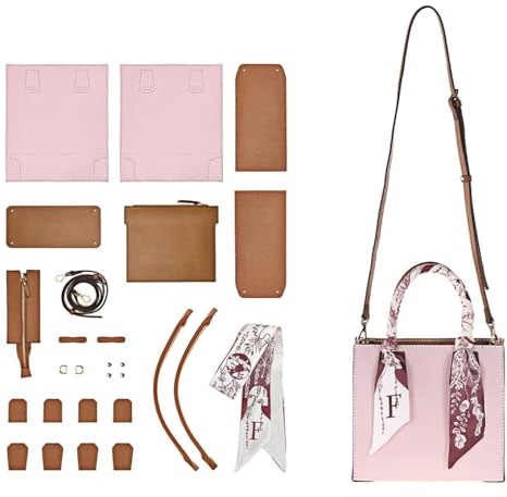 POPSEWING Top-Grain-Leder-Mini-Tragetasche, DIY-Crossbody-Umhängetaschen-Set Mit Nähset für Frauen, Mädchen - Personalisiertes Geschenk