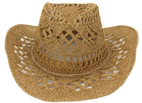 Cowboyhut Aus Stroh, Unisex, Handgestrickt, Atmungsaktiv, Western-Cowgirlhut, Hohles Design, Breite Krempe, Sonnenhut Für Sommer- Und Strandpartys Im Freien, Damen Und Herren, Cowboyhüte Für Damen, St