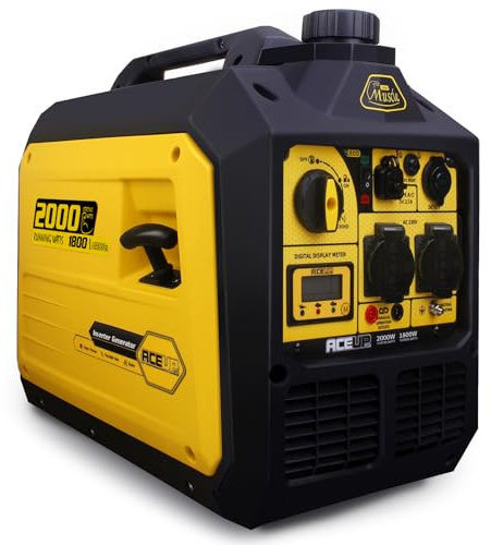 Aceup Energy 2000W Generatore di Corrente Inverter Silenzioso con porte USB, 230 V CA, 12 V CC, 4 Tempi, Benzina Gruppo Elettrogeno per Interruzione di Corrente, Alimentazione di Emergenza, Leggero