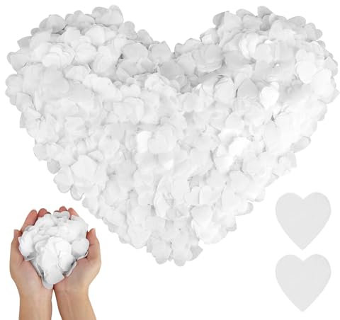 10000 Pieces Heart Shaped Biodegradable White Confetti, 2.5cm for Wedding, Birthday Decoration and Anniversary - 100g