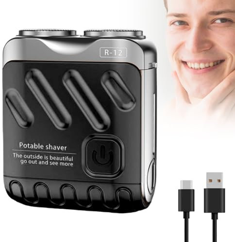 Rasierer Herren Elektrisch, 2024 Neuest Tragbarer Elektrischer, IPX7 Wasserdichter USB Mini Rasierer 6D Flexibler Mini Rasierer Herren Elektrorasierer Herren für Nass und Trockenrasierer (Schwarz)