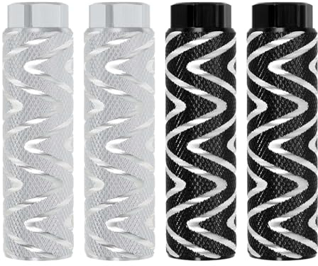 PATIKIL Fahrrad Pegs passen auf 3/8-Zoll-Achsen, 4er-Pack Aluminiumlegierung Anti-Rutsch-Fußfahrrad-Pegs für BMX Mountain Dirt Bike Cycling Rear Stunt Pegs, Silber/Schwarz