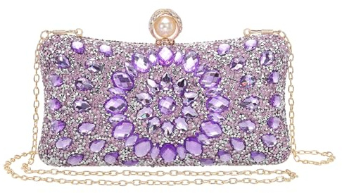sourcing map Evening Bags for Women, Sparkly Crystal Rhinestone Clutch Purse with Chain Strap Shoulder Bag