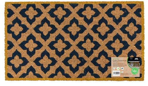 JVL Eco-Friendly Latex Backed Coir Entrance Doormat, 40x70cm - Vintage