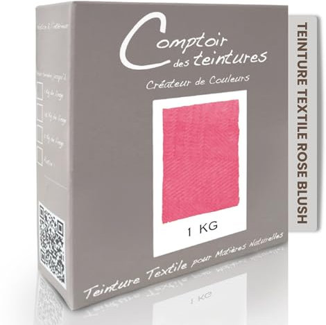 COMPTOIR DES TEINTURES - Teinture Textile - Mélange Rose Blush (1kg de linge) - Teintures Durables pour Draps, Serviettes et Nappes - Facile à Utiliser en Machine (à Laver) ou à la Main
