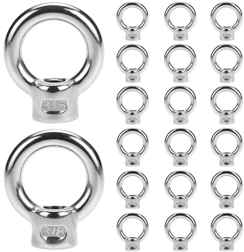 QWORK Lifting Eye Nut, 20 Pack, 3/8 UNC Marine Grade Stainless Steel 316