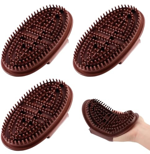Lyreh 3 Pcs Meridian Massage Brush Set, Brown Plastic Full Body Massage Meridian Brush with Soft Bristles for Body Relaxation Neck Back Waist Shoulders Legs & Feet
