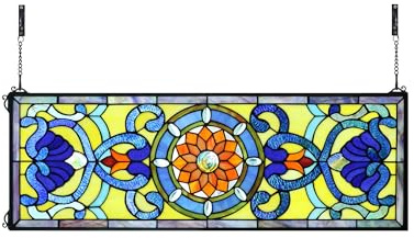 Tokira Tiffany-Stil Buntglaspaneele, Barockstil Buntglas-Fensterpaneel, Traditionelle Handwerkliche Produkte, Geeignet für Wohnzimmer/Flur Dekoration, 12 X 35 (B X H)