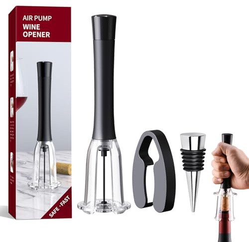 FBBULES Set de Sacacorchos de Aire a Presión, Incluye Tapones Herméticos de Acero Inoxidable y Vertedor, Abridor de Vino Profesional Funcional, Regalo para Amantes del Vino Navidad