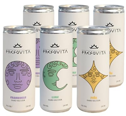FRESQUITA - Hard Seltzer Pack Date Night 6 Latas, 2 Lima + 2 Frambuesa + 2 Piña, Bebida Alcohólica Premium, Baja en Calorías, Gran Sabor, con Vodka, Agua con Gas y Toque de Fruta, 5% Vol. Alcohol