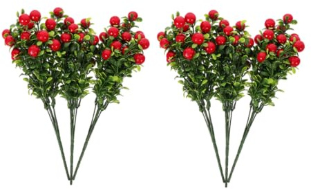 CLISPEED 6pezzi Rami Artificiali di Ciliegio Rosso Fiori Artificiali per Decorazioni Frutta Rossa Finta Decorativa Rami di Ciliegio Simulati Bouquet Finto da Scrivania