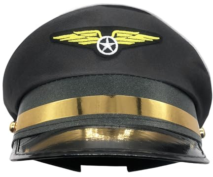 Genérico Pilotenmütze, Pilotenhut für Fluggesellschaft, Marineblau für Erwachsene, Mütze für Mottoparty, Flugzeugkostüm, Matrosenmütze