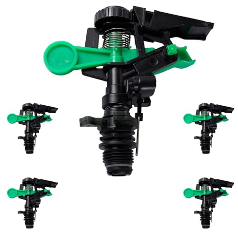 RIEGOPRO Aspersor de Riego 1/2 Rosca Macho – Sectorial o Circular 360° Ajustable – Alcance 5-13 m, Caudal 800-1300 L/h, Presión 0,5-4,0 Bar – Plástico + Acero Inoxidable para Jardín y Césped (5)