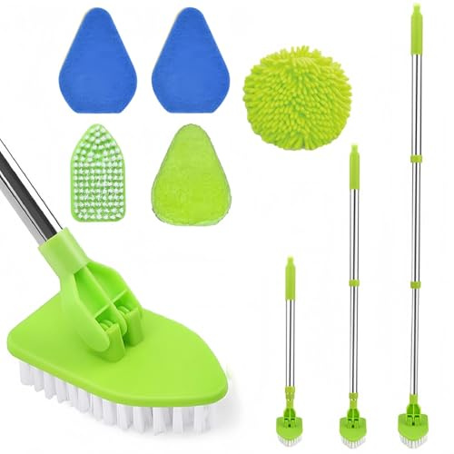 Brosse de Nettoyage avec Long Manche, Bross Nettoyage Salle de Bain, Brosse à Récurer de Douche, Brosses Telescopique Nettoye Balai Brosses Cleaning Brush pour Salle de Bain Baignoire Sol Mur (2#)
