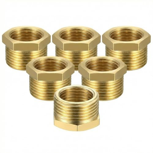 6 Piezas Reductor De Latón Adaptador De 1/2 A 1/4 Pulgadas (Ag Ø 20 Mm X Ig Ø 12 Mm) Reductor, Rosca Macho A Nipple Roscado Hembra, Racor Roscado Para Tubos De Agua (1/2 A 1/4)