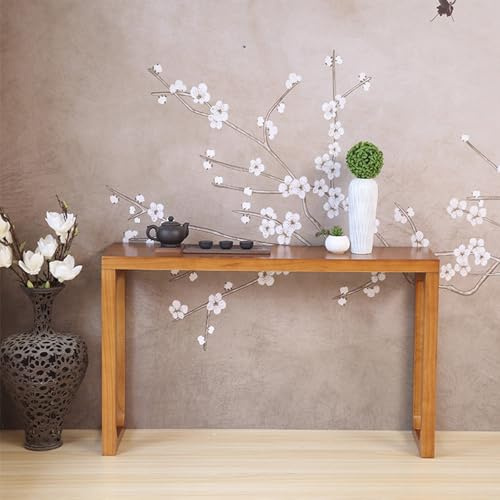 Labasuan Mesa Consola de Madera Maciza, Mesa Estrecha para recibidor con veta Natural y Patas Ajustables, Mesa Rectangular de Nogal Claro para sofá, Ideal para Entrada y Sala de Estar(120cm)