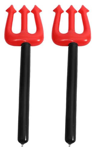Toyvian 2pcs Inflatable Halloween Fork Devil Prop Pvc Inflatable Demon Staff for Theme Party Supplies Halloween Devil Pitch Fork Staff for Demon Costume Accessories