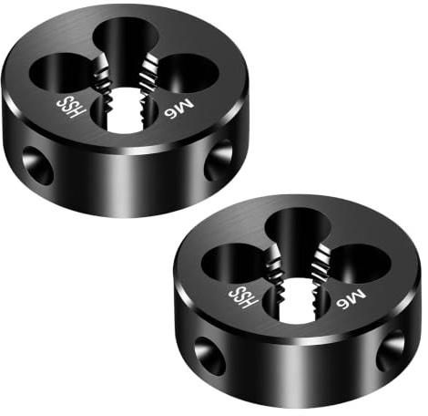 2 piezas de terraja redonda de rosca M6x0,75 mm de acero de alta velocidad | Máquina de rosca fina, terraja redonda para roscado, mecanizado de moldes, reparación y corte de tornillos. Herramienta fija.