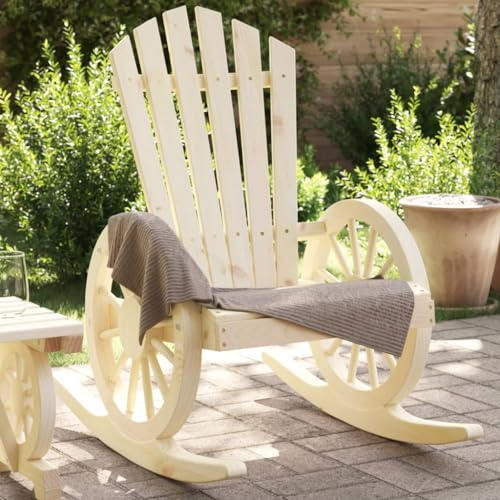 LoogCape Adirondack-gungstol av massiv gran, trädgårdsfåtölj med armstöd och ergonomiskt ryggstöd, perfekt som balkongstol, terrassstol, relaxstol för trädgård och utomhusbruk