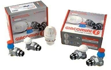 KIT GIACOMINI R470F AVEC TÊTE THERMOSTATIQUE VAUVES RADIATEUR (vanne et vanne de verrouillage) Coaxial 1/2 - angle