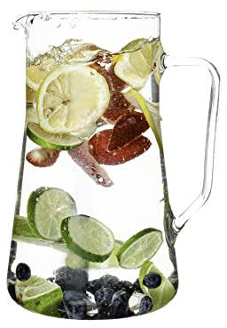 Simax Large Glass Pitcher With Spout, 2.5 Quart (80 Ounce) Borosilicate Glass Iced Tea Pitchers with Handle, Angled Cylinder Design, Glass Water Pitcher