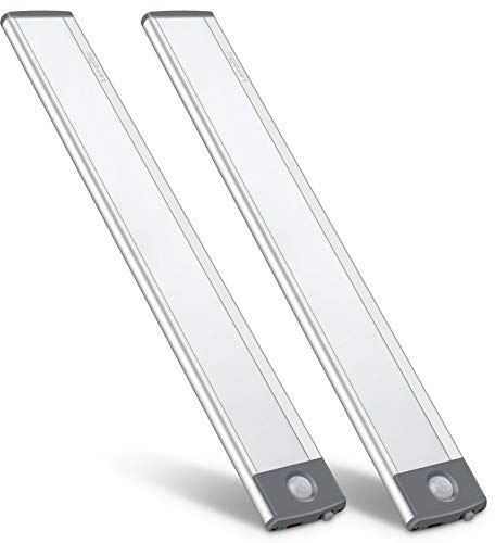 LED Motion Sensor Light,Under Counter Lighting, Wireless USB Rechargeable Kitchen Night Lights,Battery Powered Operated Light,54-LED Light for Wardrobe,Closets,Cabinet,Cupboard, 2 Count (Pack of 1)