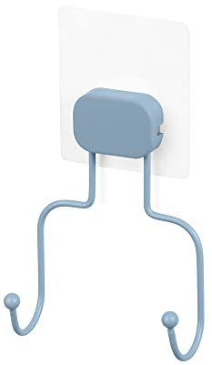 Compactor- Double crochet adhésif mural en métal repositionnable, coloris bleu