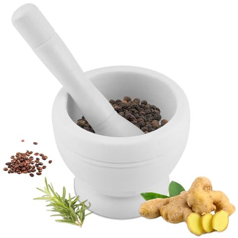 Mortier et ravageurs, Plastique réutilisable ravageurs et mortiers Granit ail Broyeur d'épices moulin à sauce ail pilateur à main broyeur broyeur cuisine gadget aromatiser les outils d'épices (blanc)