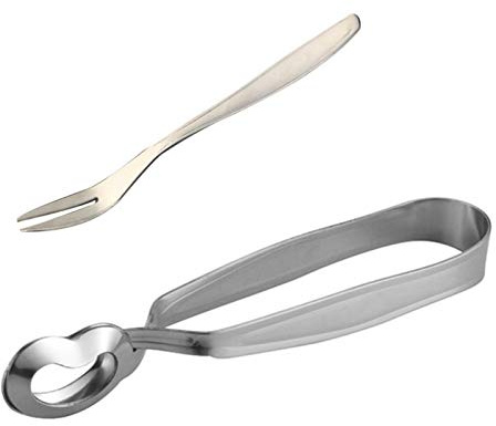 2pcs Stainless Steel Escargot Snail Tong and Snail Fork for Kitchen Cooking Tool for Kitchen Cooking BBQ and Restaurant Serving