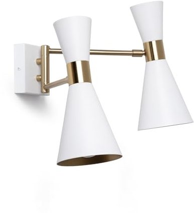 LEDKIA Lampada da Parete Orientabile Metallo 2 Faretti Jigger Bianco