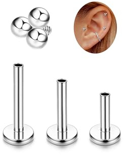 Adramata G23 Titanio Piercing Oreja Tragus Labret Roscado Interno Labio CZ Hipoalergénico Medusa Pendiente Pequeño Conch Helix Oro Plata