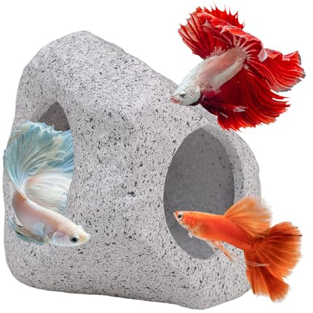 FORYNXHWIN Fish Tank Decoration Accessories, Natural Ceramic Stones Aquarium Ornament, Fish Tank Cave Hideaway Rock for Shrimp, Cichlid, Betta Fish & Aquatic Pets Masking and Breeding