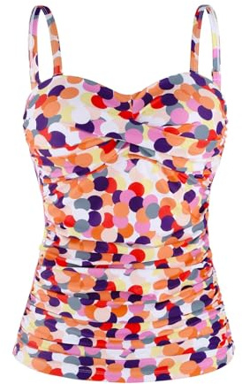 Ocean Blues Top da Tankini Donna Pois Controllo Pancia, Solo Top Taglia Piccola