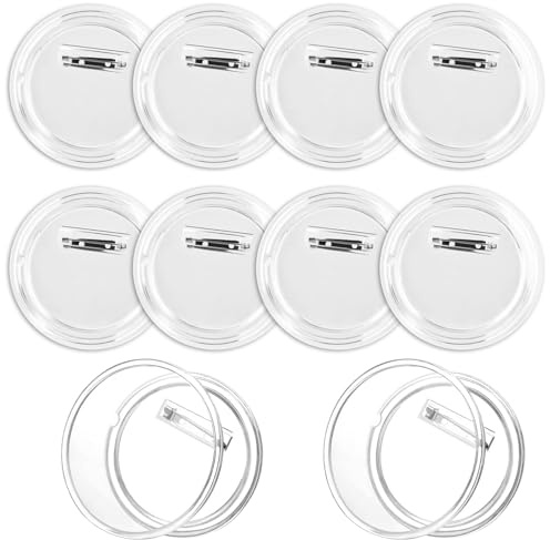 10 pcs Acrylic Button Clear Badges – DIY Badge Making Kit, Customizable Round Blank Pin Buttons for Crafts, Events, Name Tags, Personalized Gifts, Handmade Badge Accessories