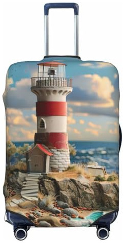 ADAhgu The Seaside Lighthouse Print Fashionabla Resväskaskydd Personligt Bagageskydd för Resor och Affärer, Svart, XL