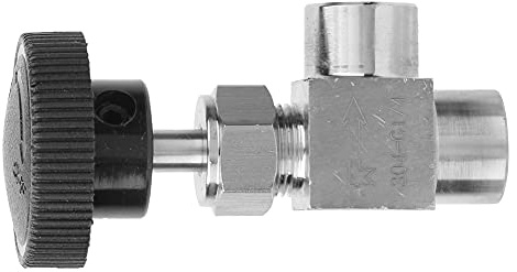 RASTKY Vanne à Pointeau à Filetage Femelle BSPP pour Eau, Gaz, Carburant – Vanne d'arrêt à Angle en Acier Inoxydable 304 (Manche noir 1/4 fil intérieur)